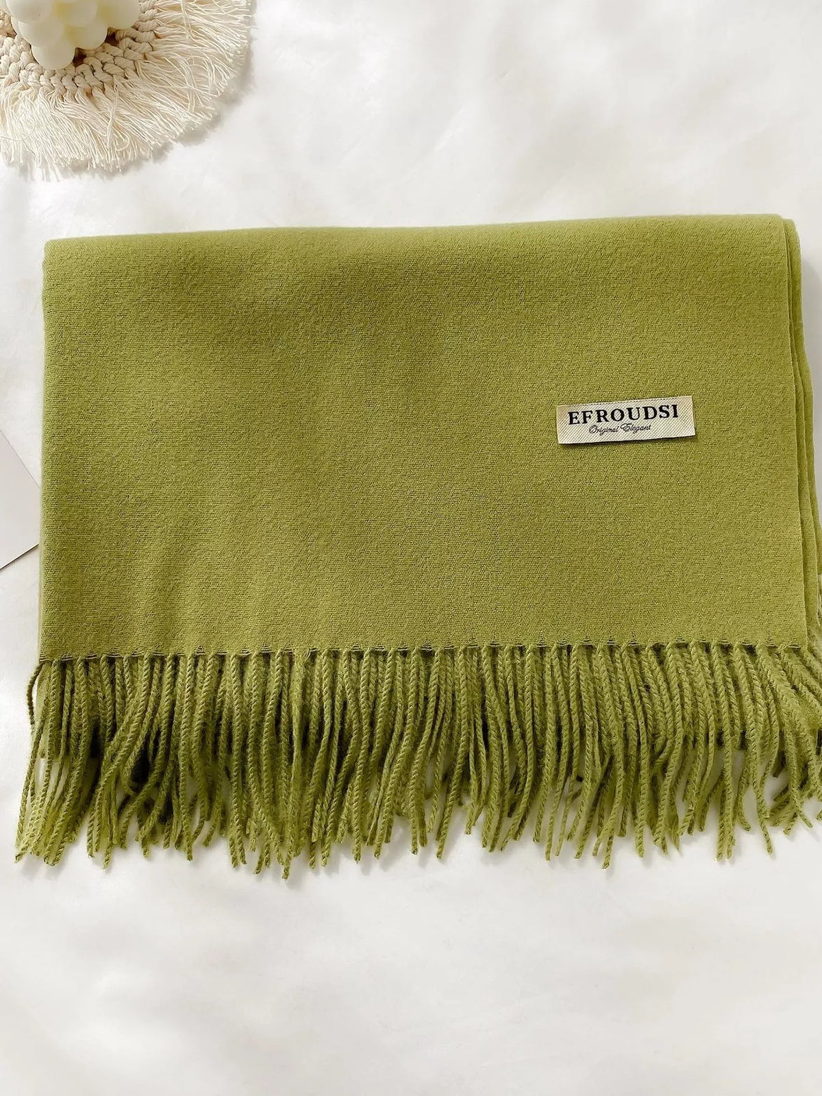 Long Fringe Solid Color Blanket Scarf