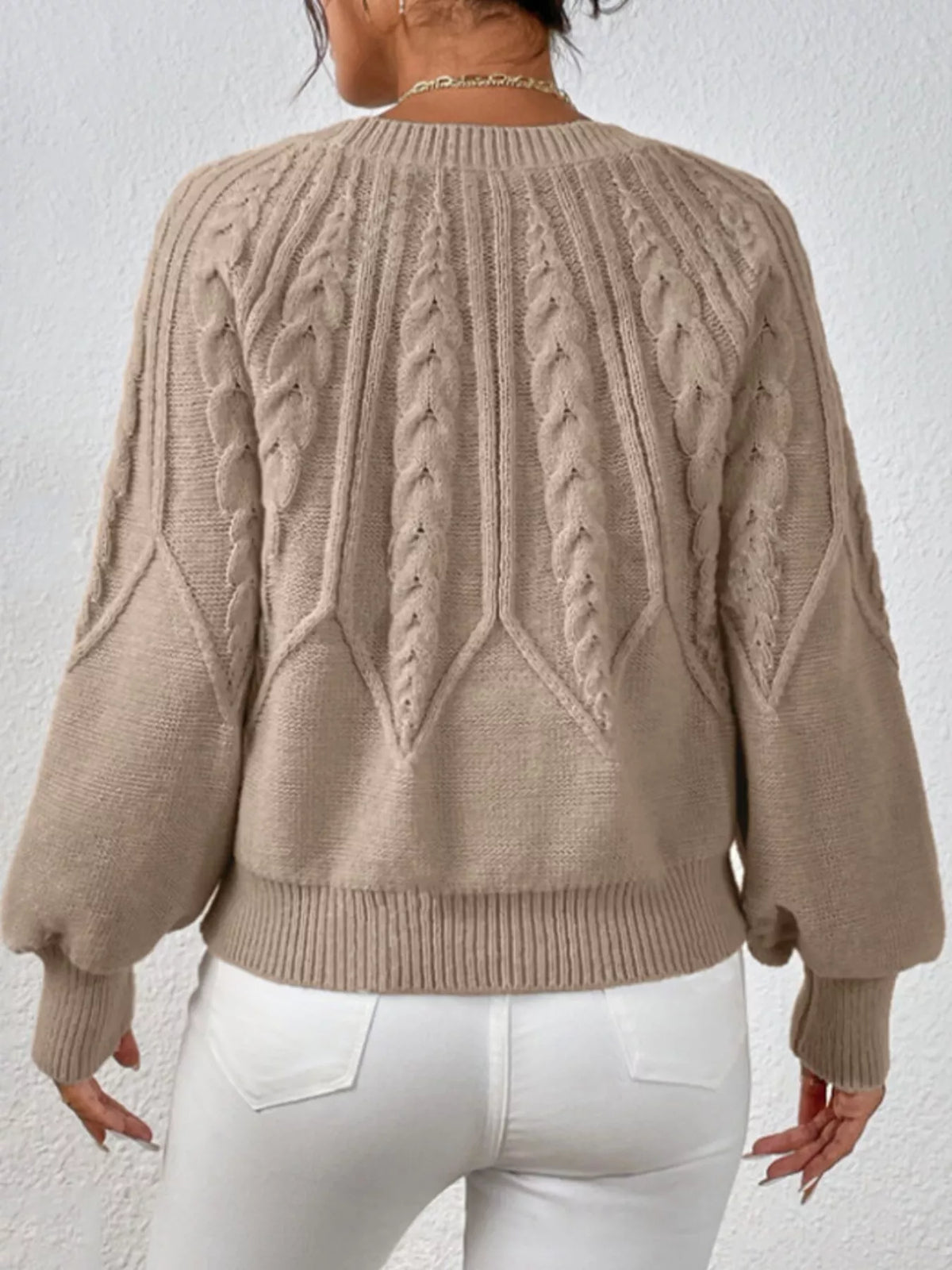 Cable Knit Ribbed Long Sleeve Sweater