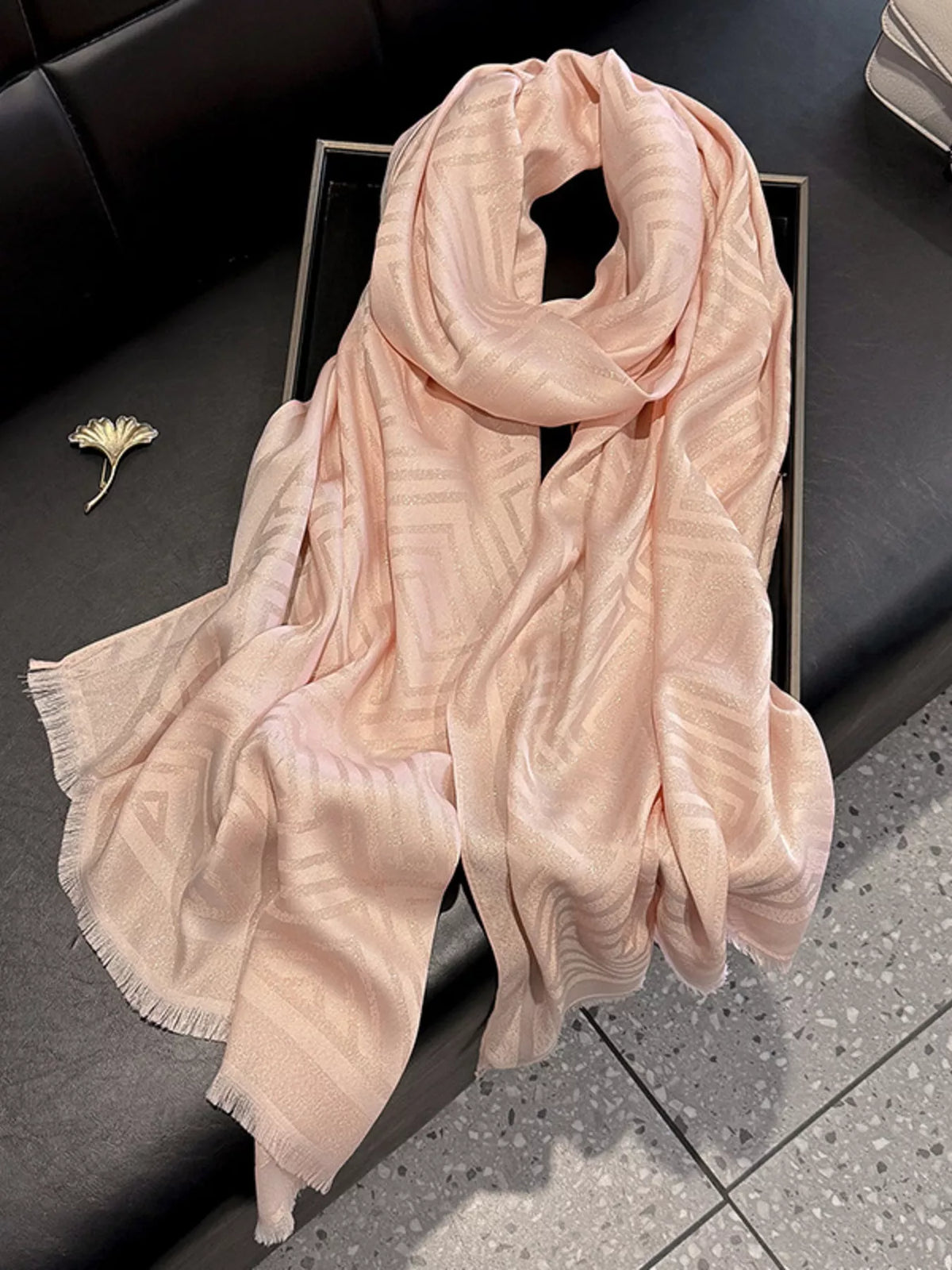 Raw Hem Lightweight Tonal Stripe Scarf