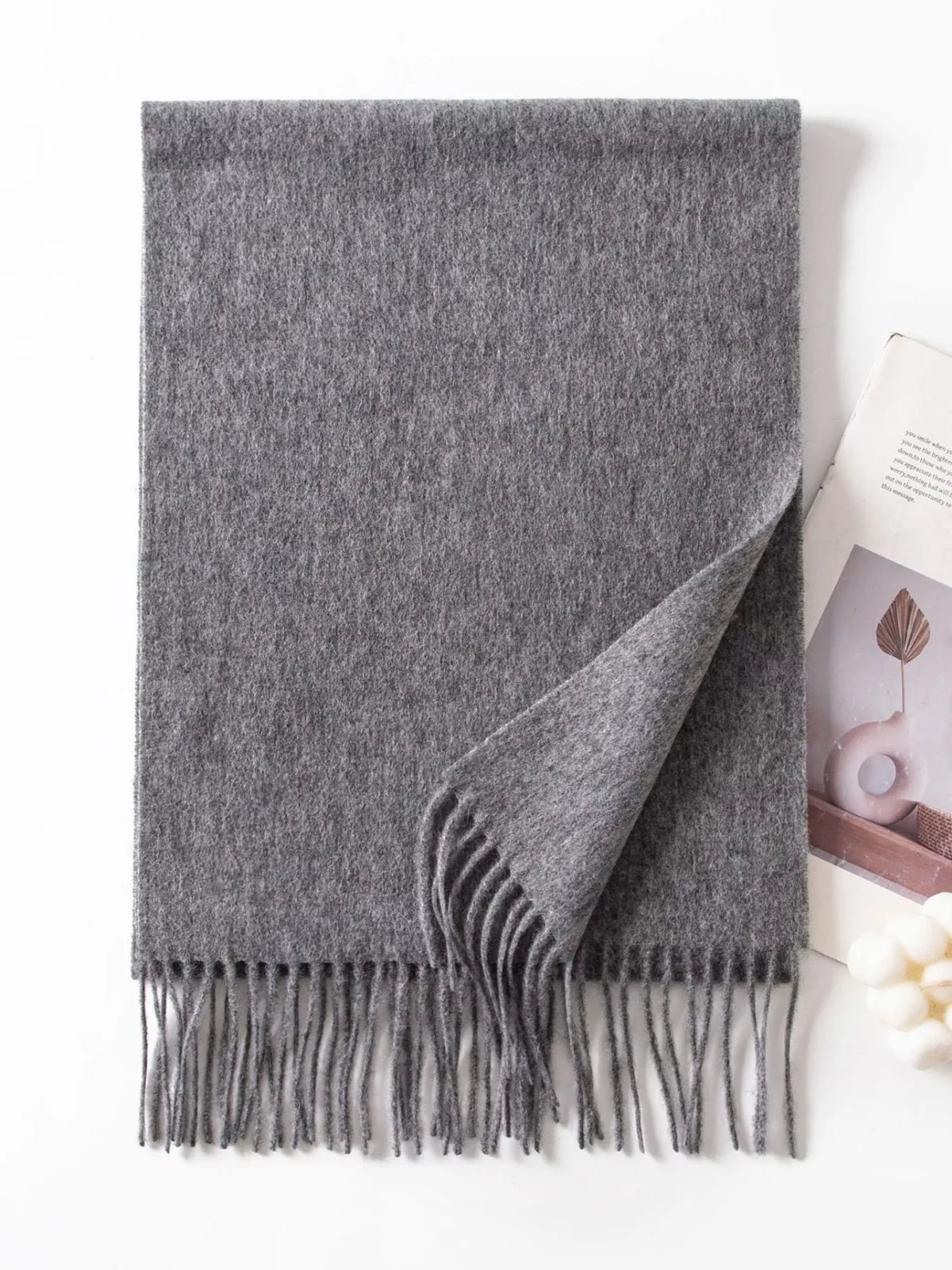Solid Color Wool Fringe Scarf