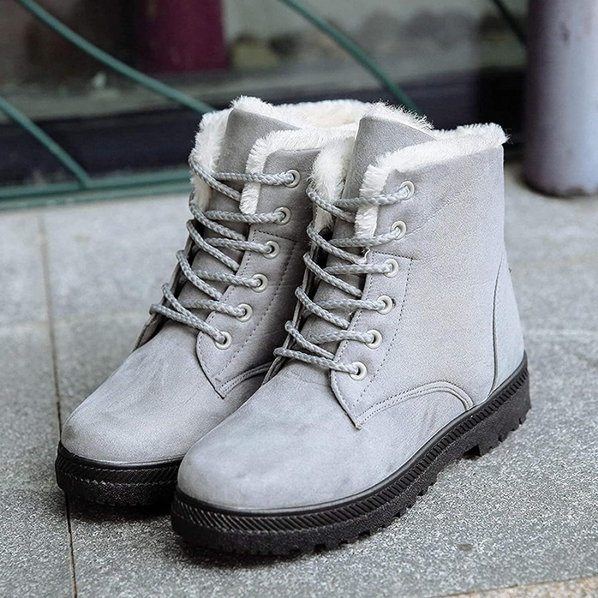 Warm Suede Fur Lined Winter Boots