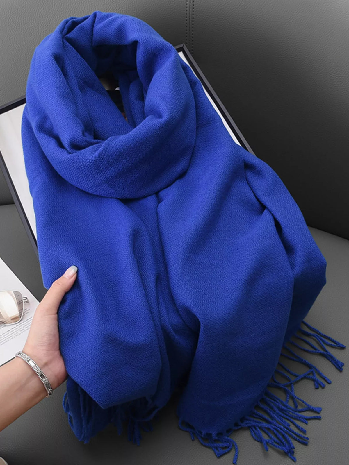 Solid Color Fine Fringe Scarf