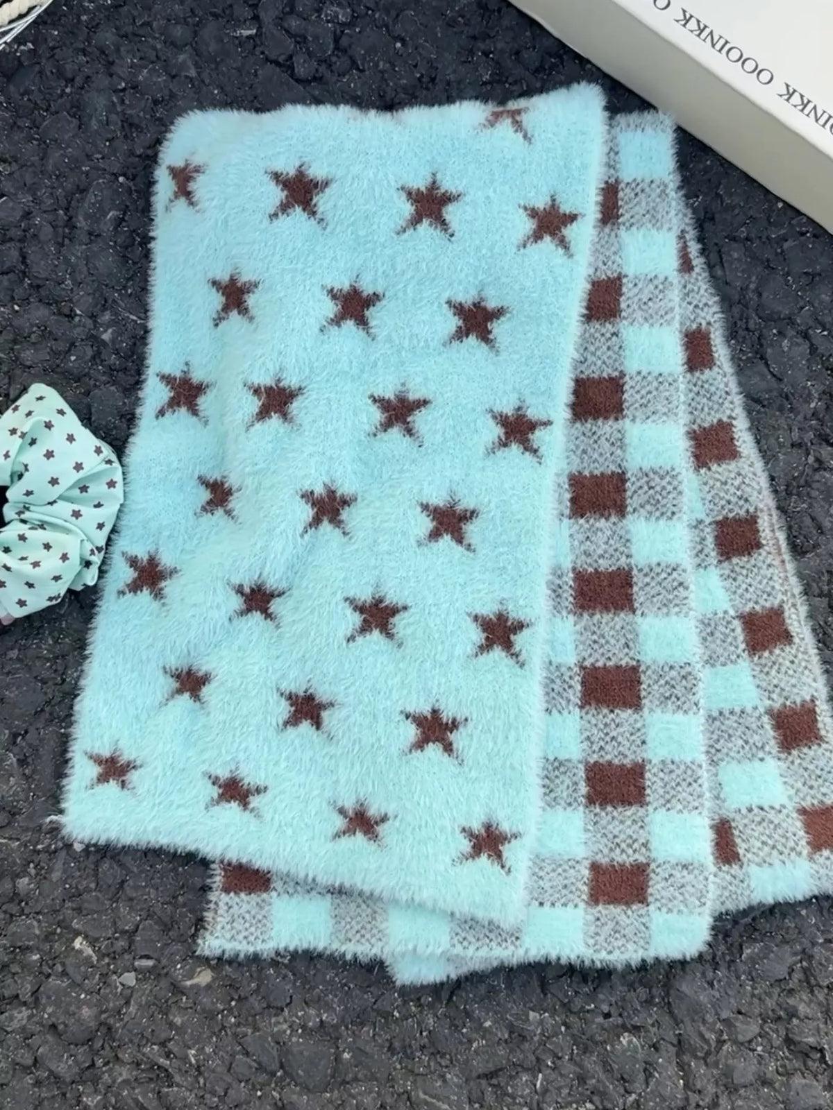 Star Plaid Plush Scarf
