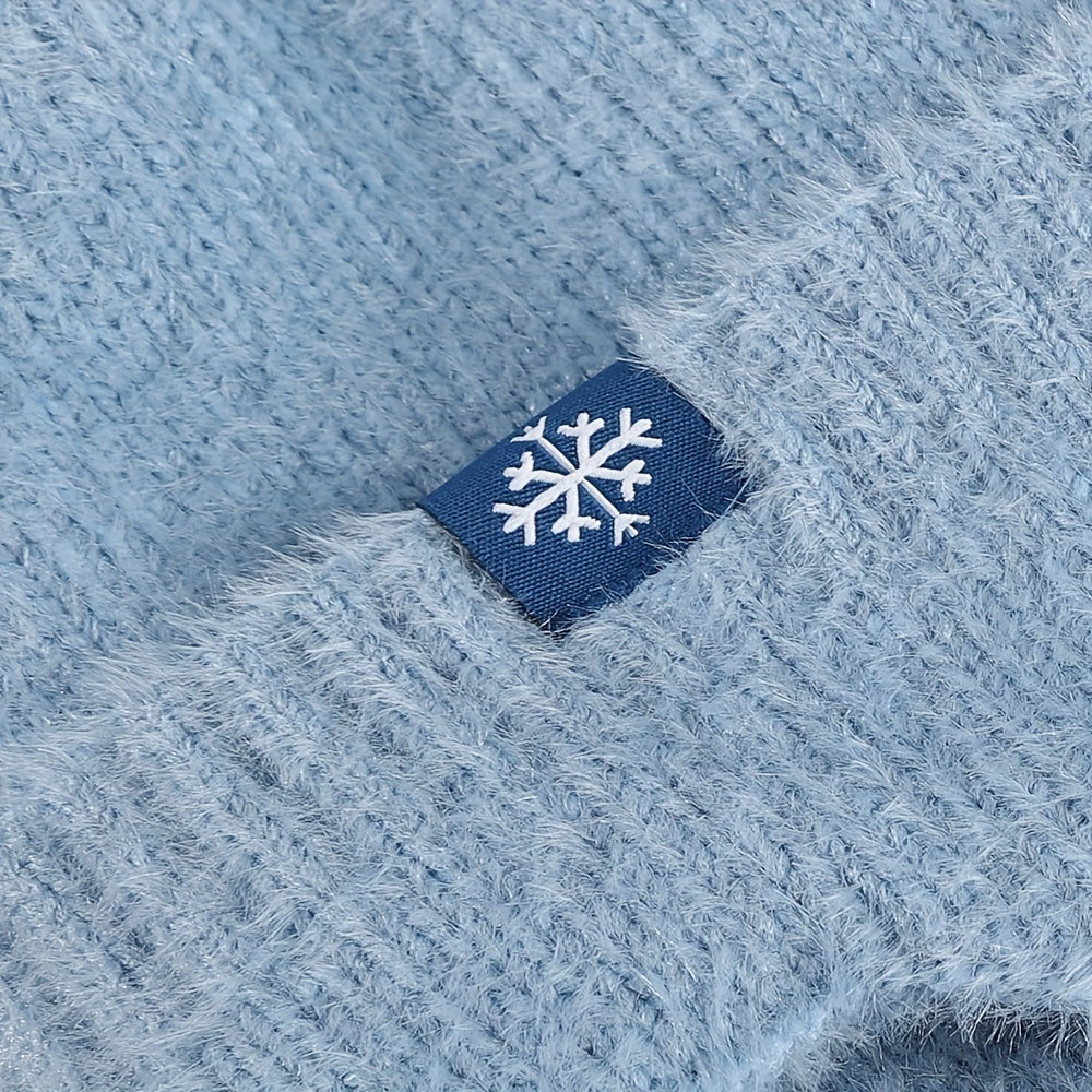 Pandaize Snowflake Label Knit Ear Flap Beanie - Coldproof Dome Hat