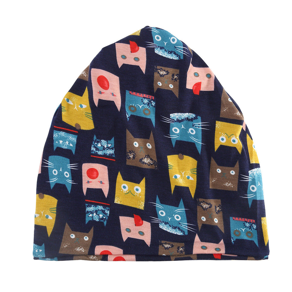 Reversible Cat-Ear Balaclava - Printed Slouch Beanie & Neck Gaiter Winter Combo