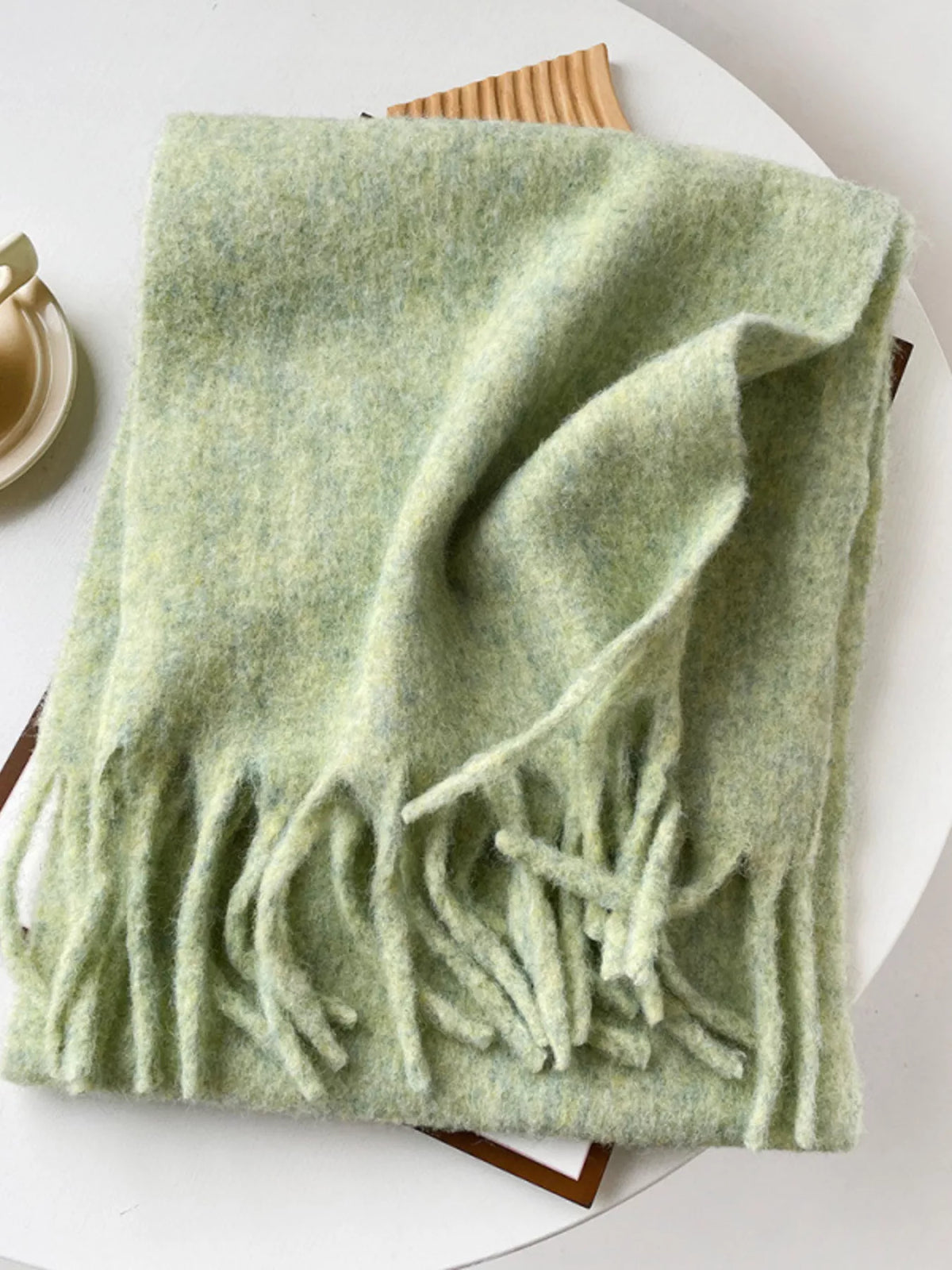 Fringe Solid Color Polyester Scarf