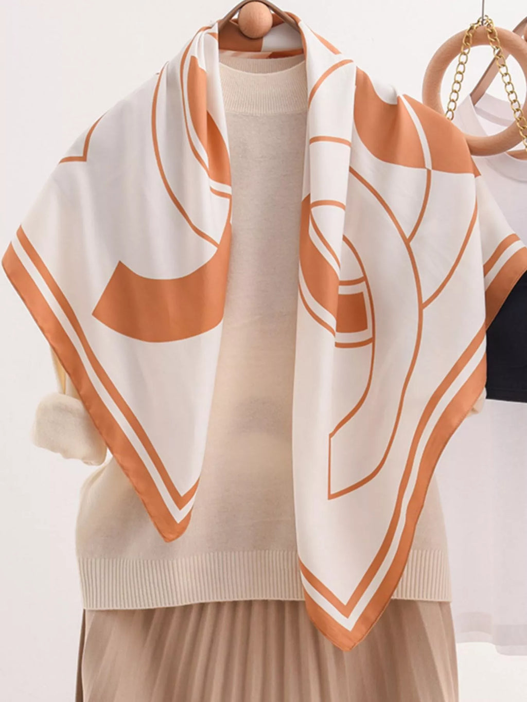 Square Floral Silky Scarf