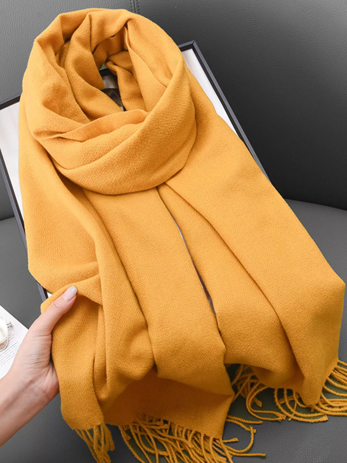 Solid Color Fine Fringe Scarf