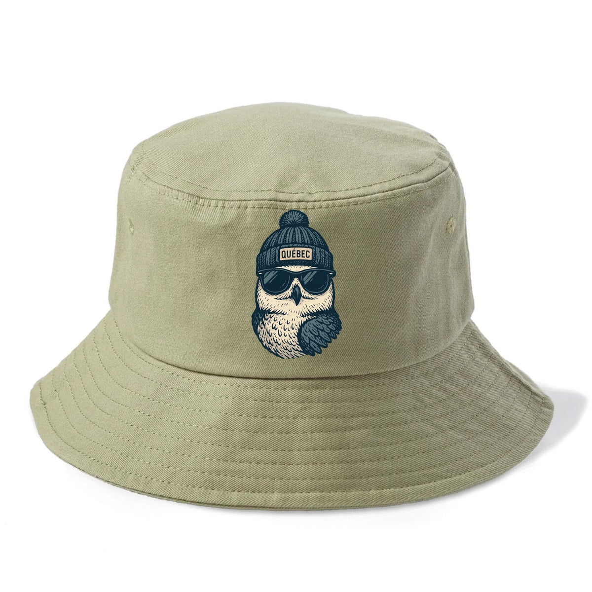 Quebec City Snowy Owl wearing Quebec bea - Bucket Hat