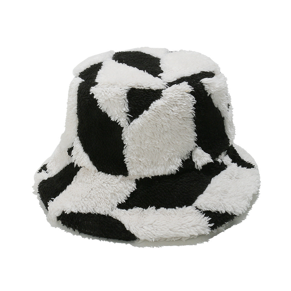 Boho Plush Fisherman Hat - Cozy Geometric Winter Style
