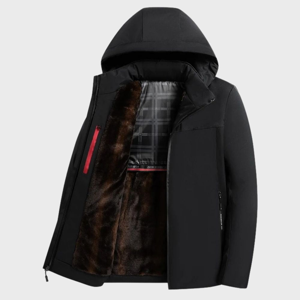Warm Waterproof Parka Jacket with Fur Lining and Hood