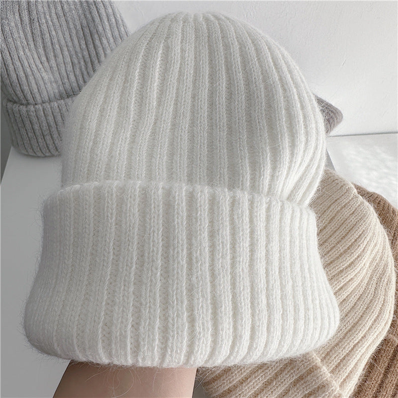 Cozy Rabbit Fur Knit Beanie - Warm Winter Hat