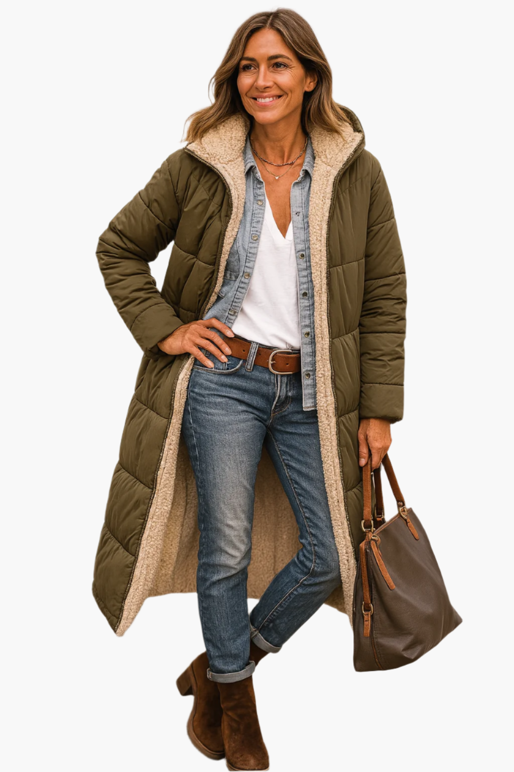 Soft Padded Long Down Coat for Women - Warm Winter Jacket