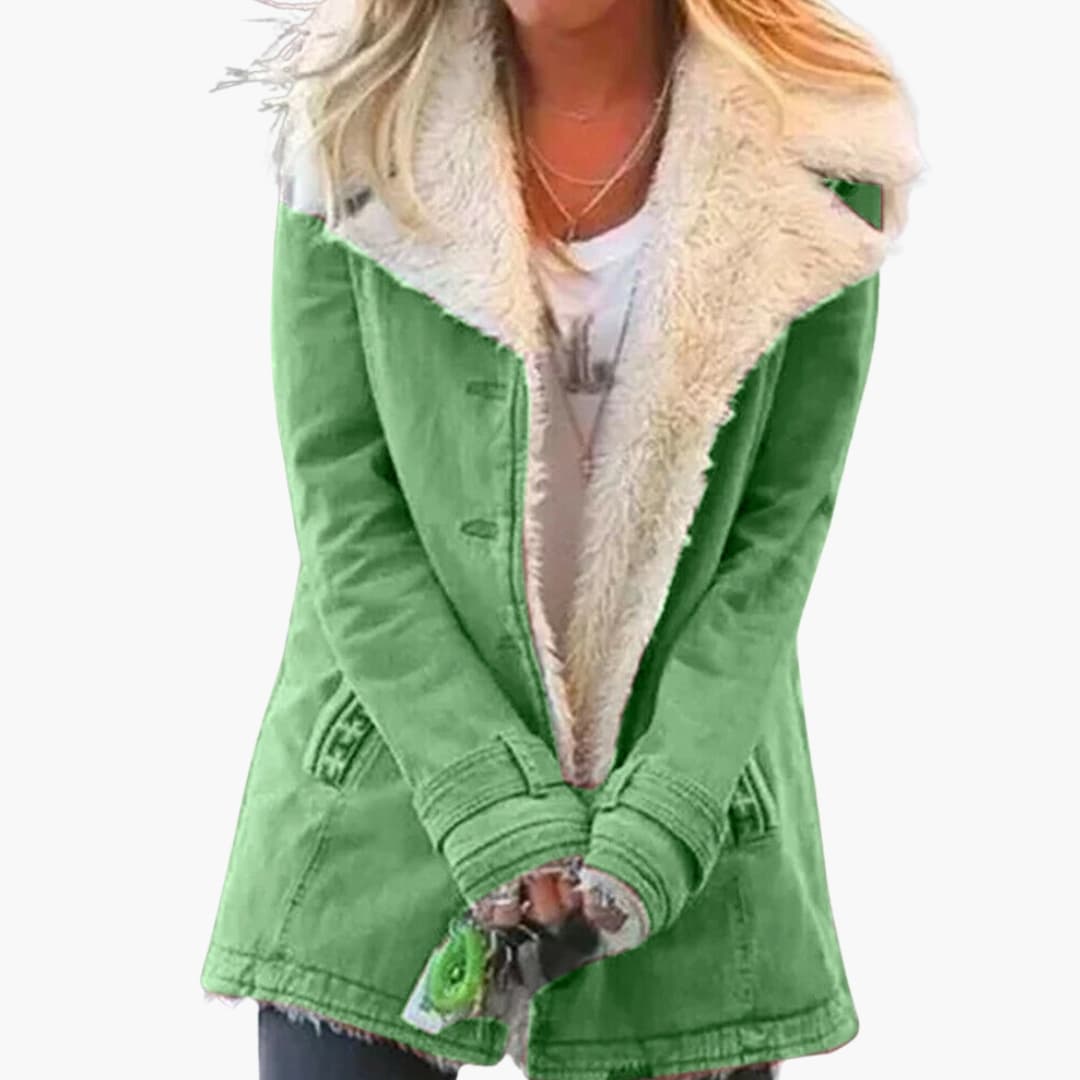 Warm Women's Parka with Zip Front and High Neck