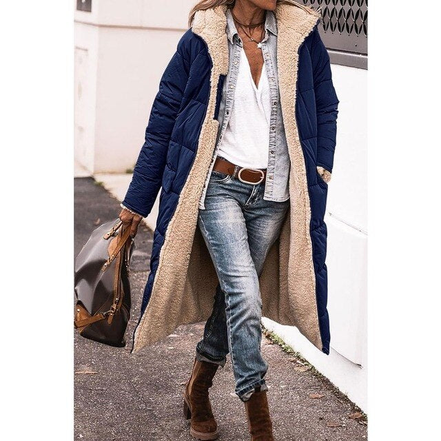 Warm Reversible Parka Coat with Fleece Lining