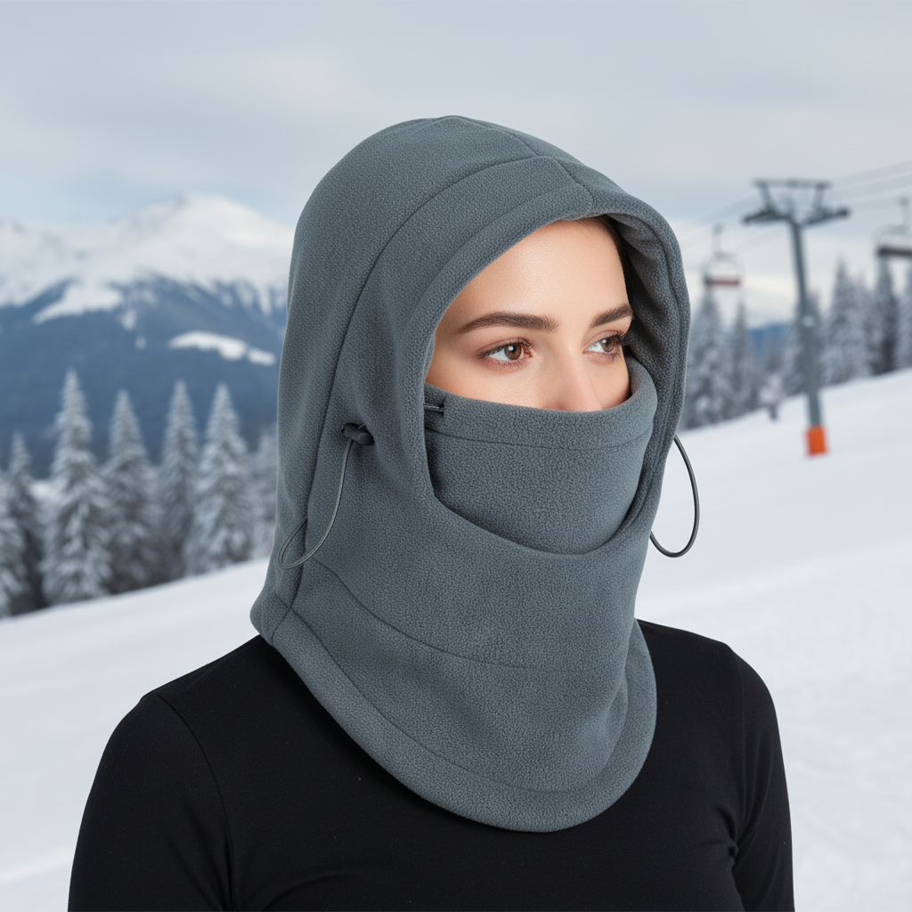 Warm 3 in 1 Fleece Hood with Face Mask