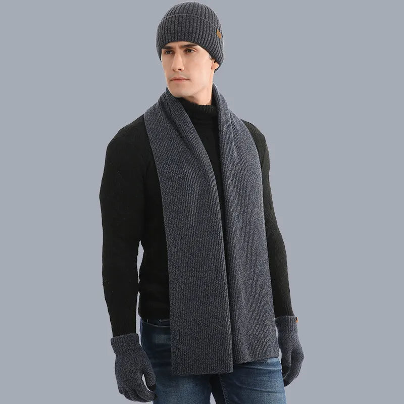 Cozy 3 Piece Knit Winter Hat Scarf Set