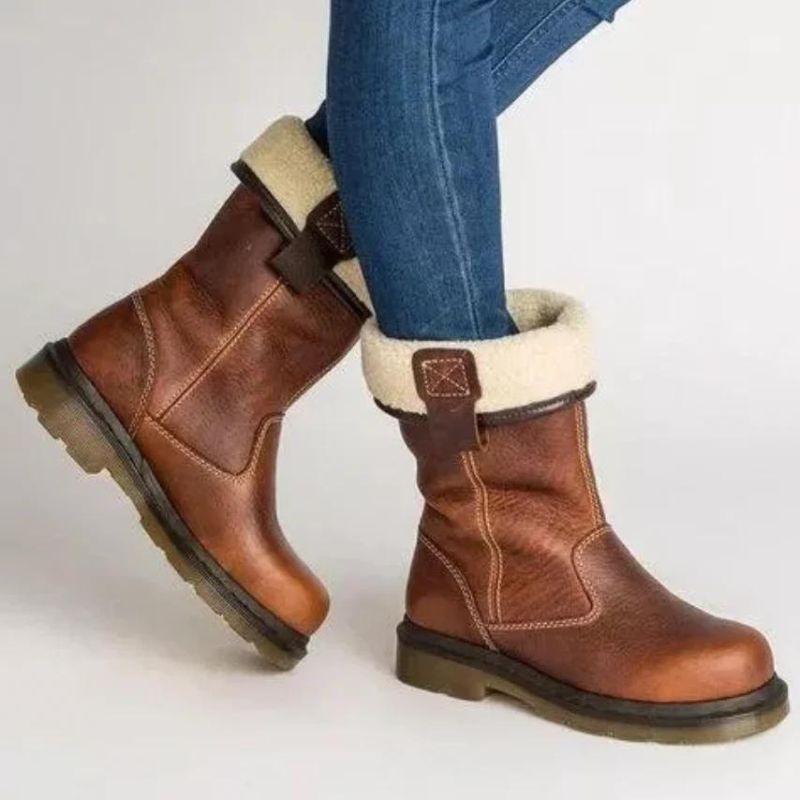 Warm Waterproof Women's Leather Snow Boots