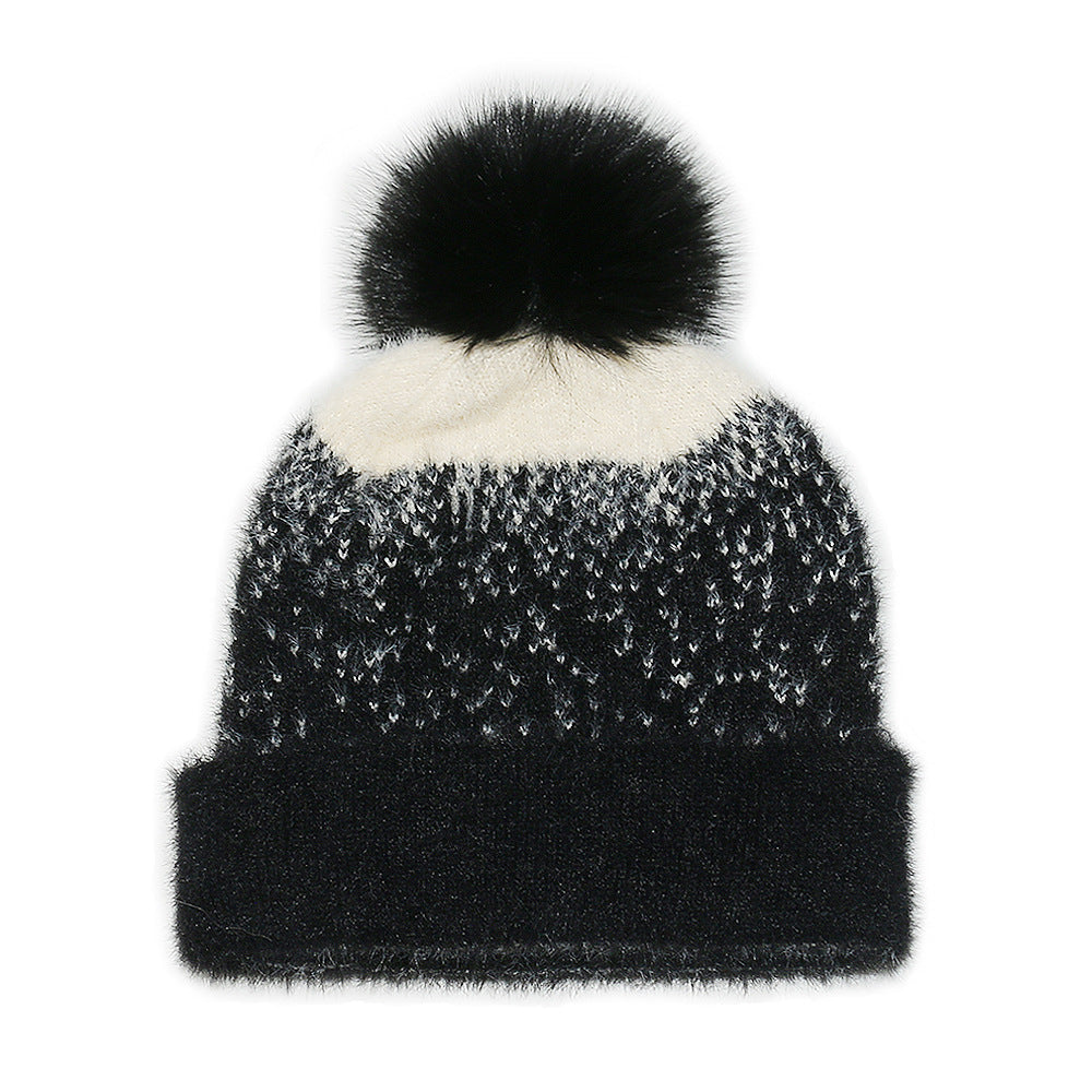 Faux Mink Knit Beanie with Ear Protection