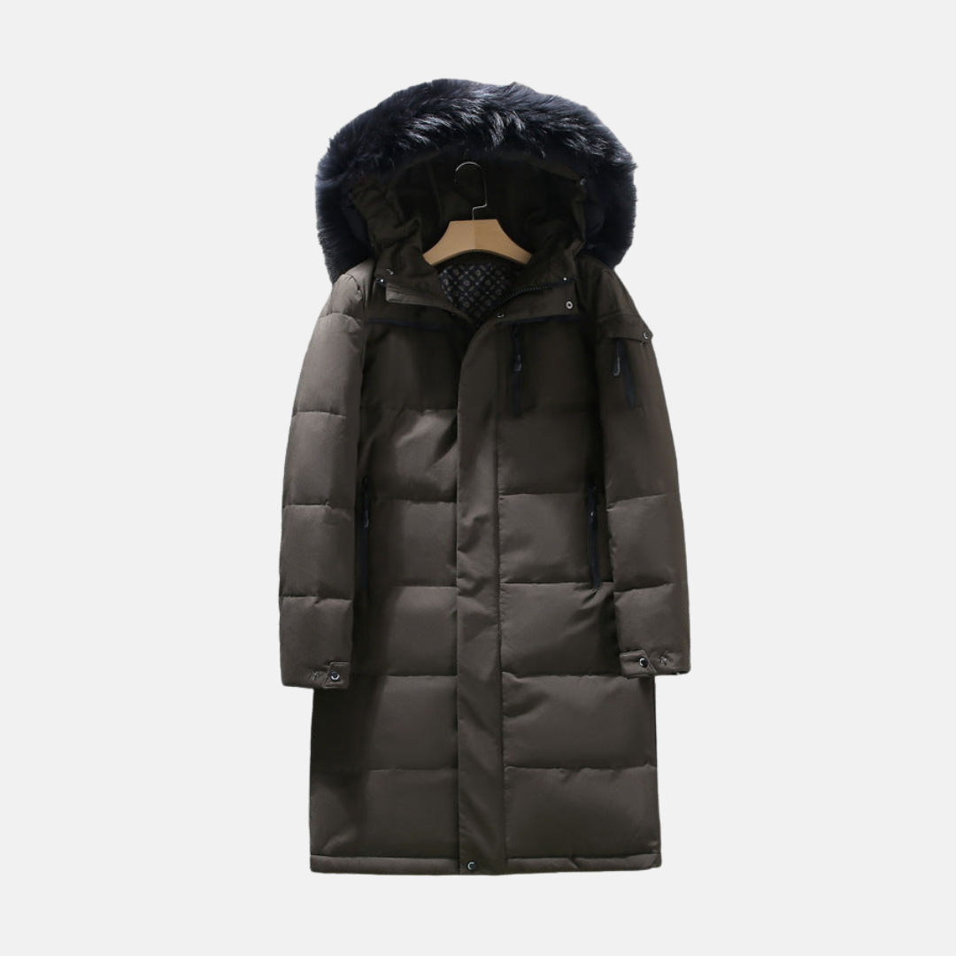 Casual Fit Down Jacket | Fur Hooded Puffer Coat