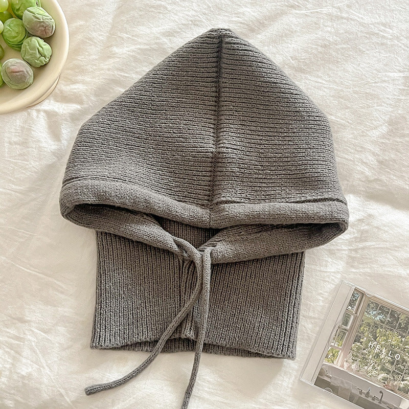 Knitted Hooded Scarf Integrated Hat - Winter Warm Neck Protective Cap - Unisex Versatile Headwear