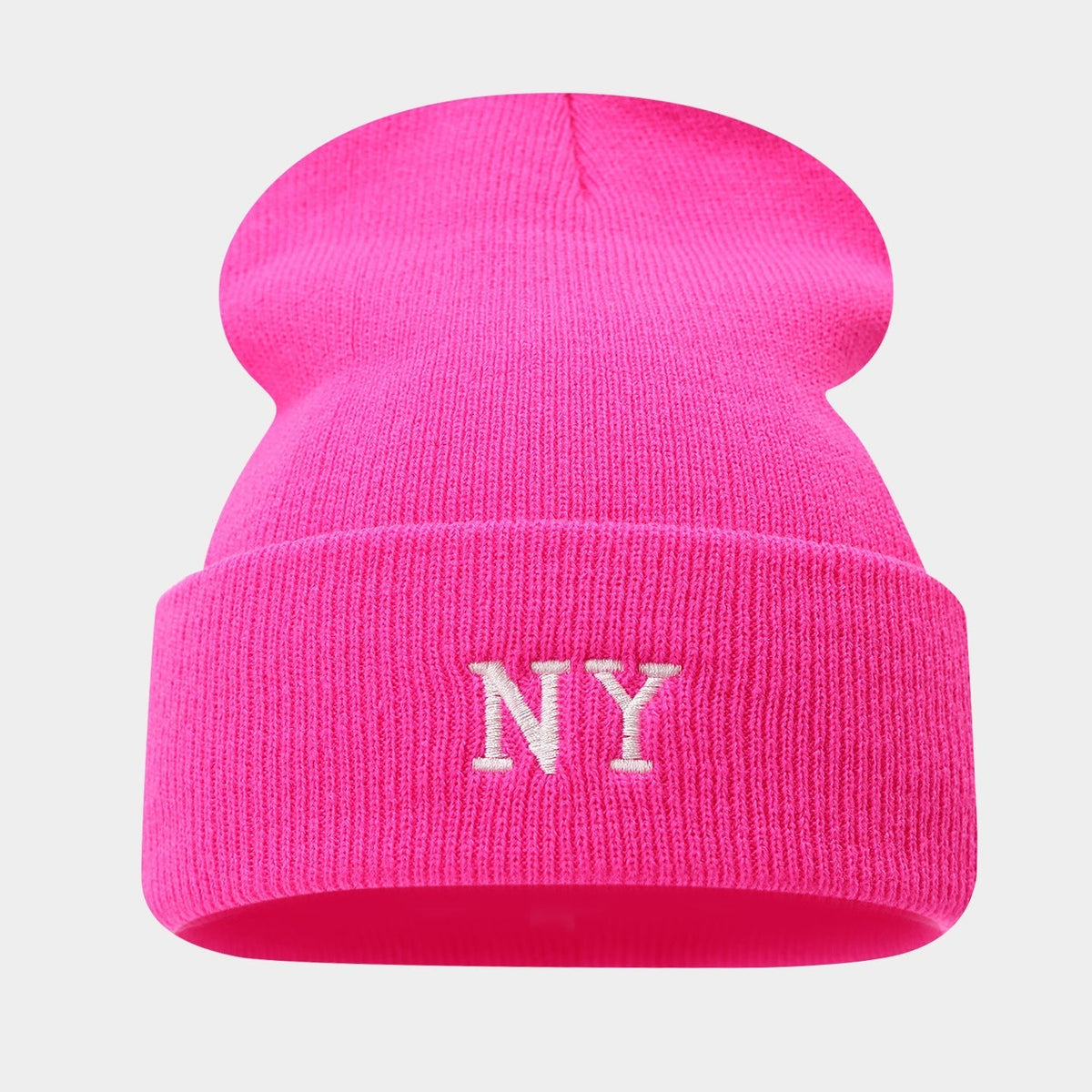 NY Embroidered Knit Beanie - Warm Winter Hat