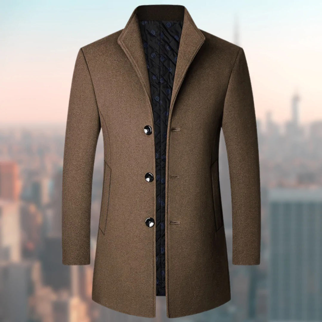 Warm Quilted Classic Fit Wool Coat