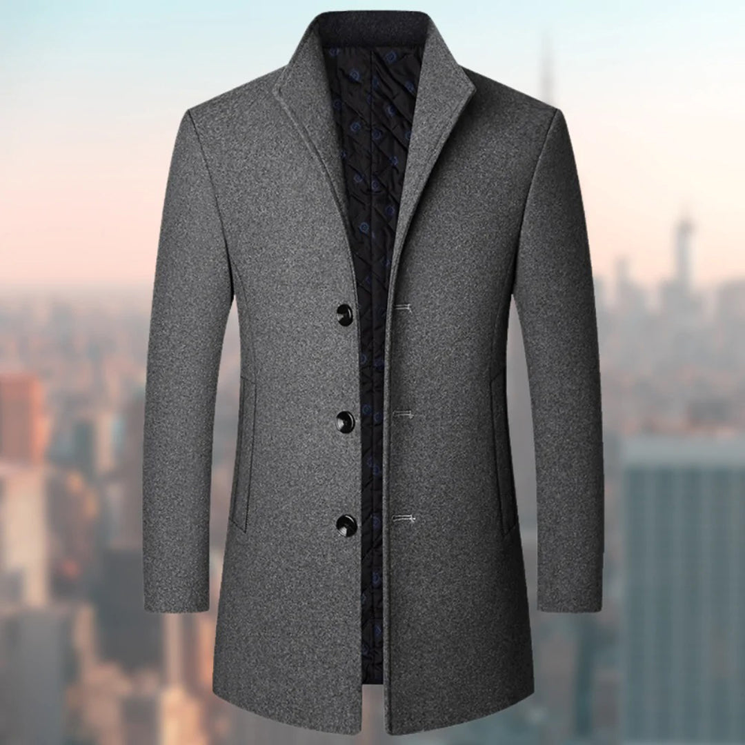 Warm Quilted Classic Fit Wool Coat