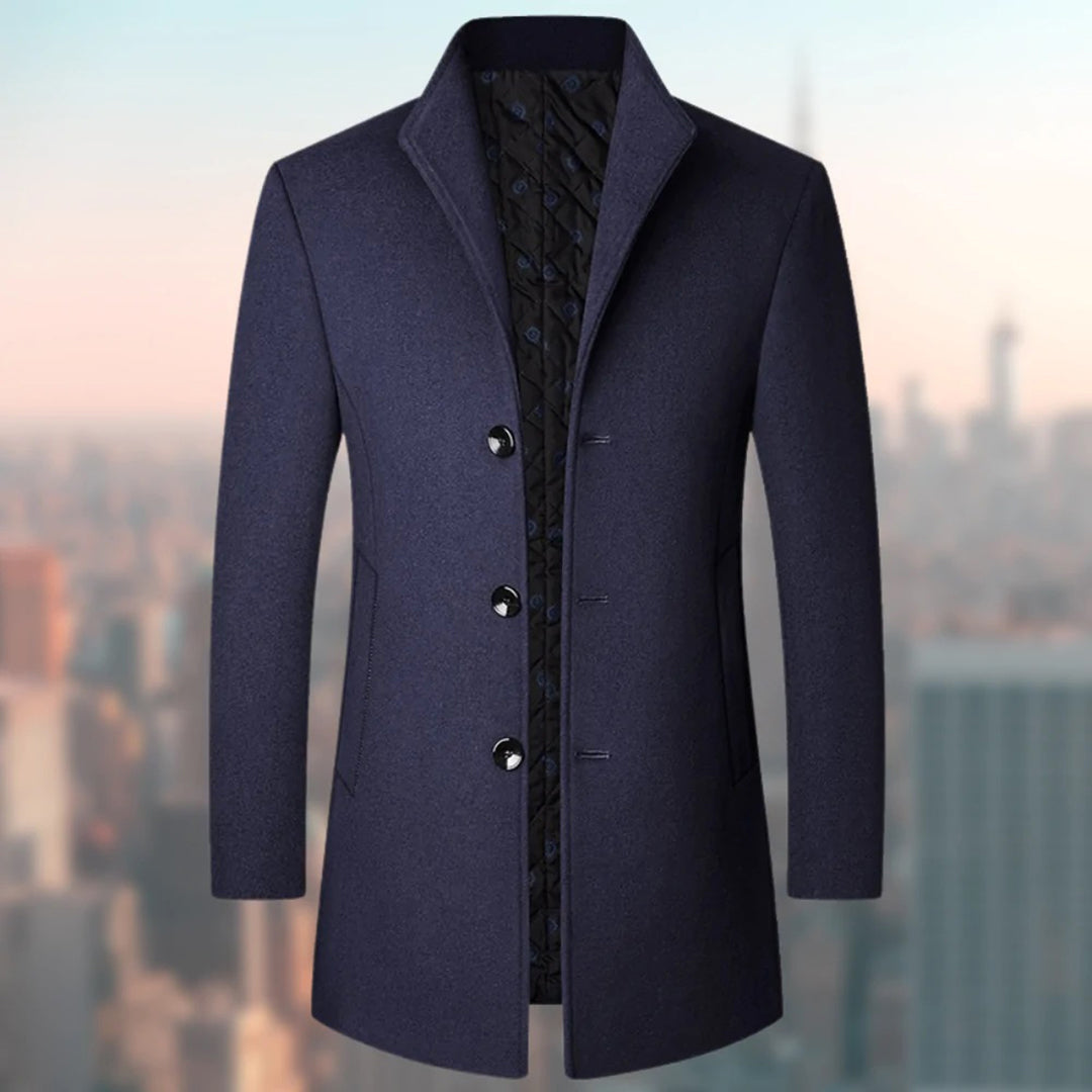 Warm Quilted Classic Fit Wool Coat