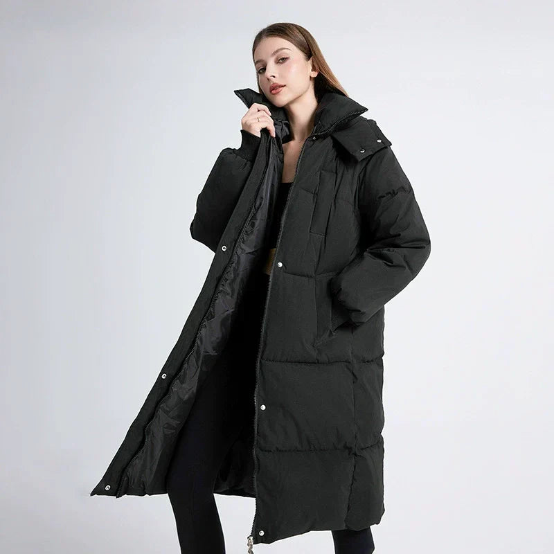 Warm Quilted Parka Coat for Women - Oversized Hooded Jacket