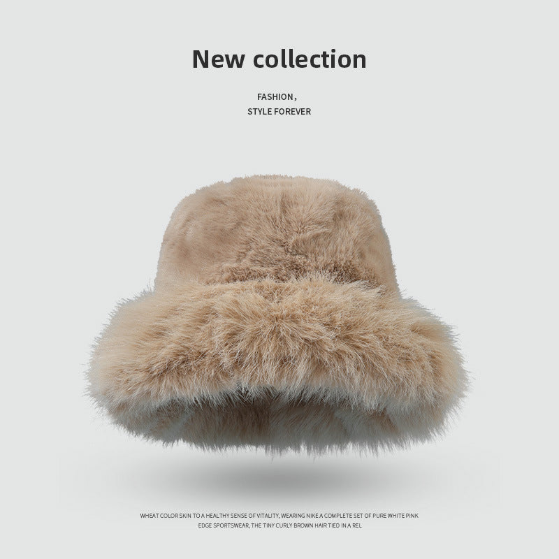 Pandaize Faux Rabbit Fur Bucket Hat for Women – Soft Plush Winter Hat, Warm & Stylish Cold Weather Accessory