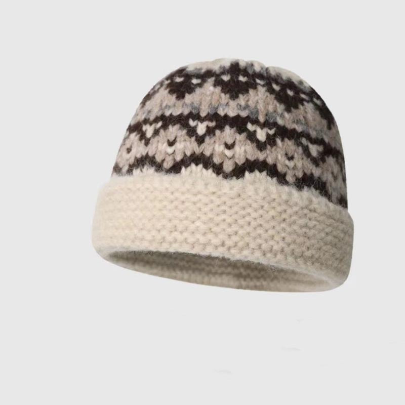 Fisherman Beanie Winter Knitted Cap - Thermal Acrylic Cotton Blend Outdoor Ski Hat for Cycling Hiking