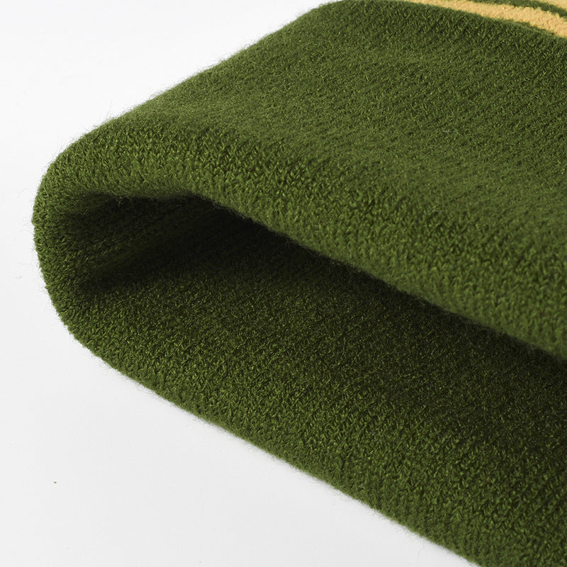 Preppy Tie-Dye Knit Beanie with Pom Pom - Ear Warmers for Autumn & Winter Outdoor Wear