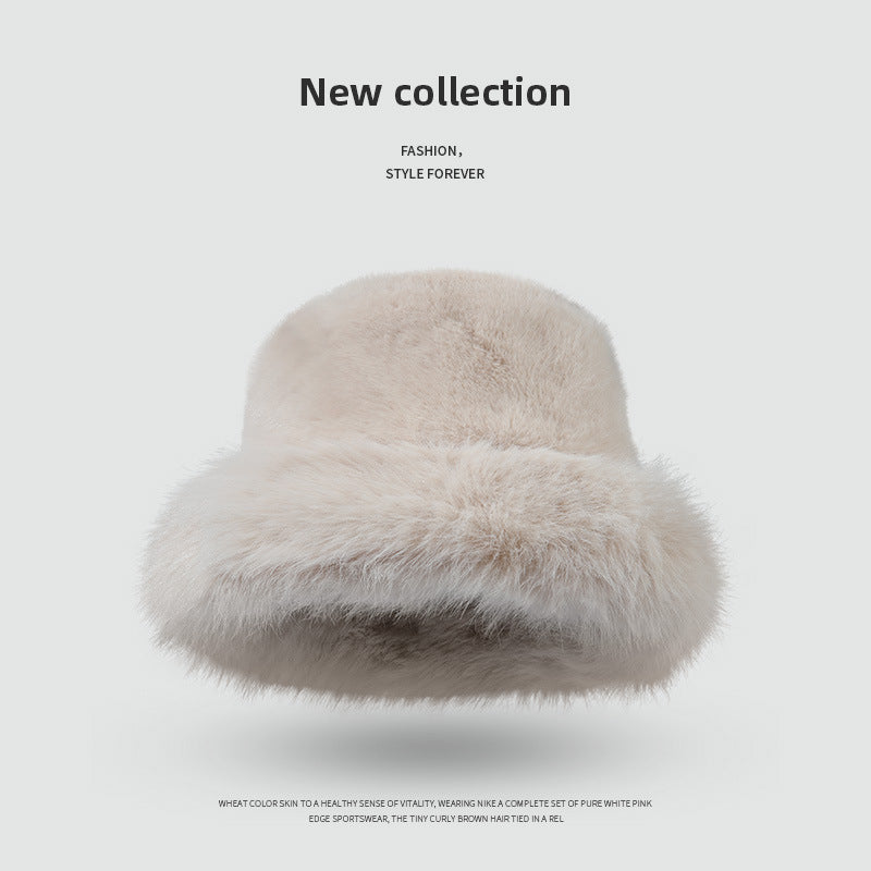 Pandaize Faux Rabbit Fur Bucket Hat for Women – Soft Plush Winter Hat, Warm & Stylish Cold Weather Accessory