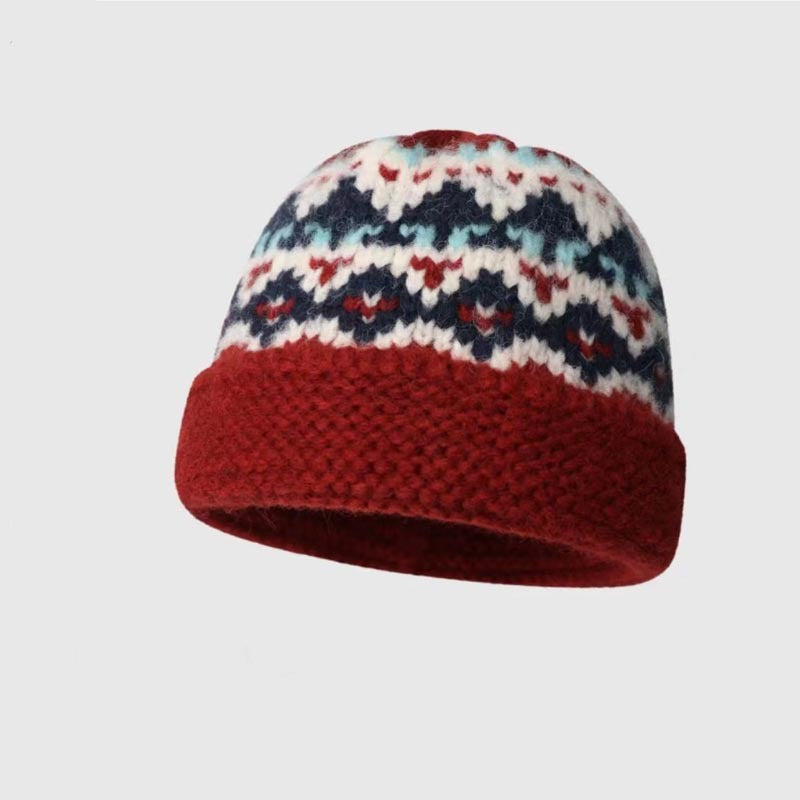 Fisherman Beanie Winter Knitted Cap - Thermal Acrylic Cotton Blend Outdoor Ski Hat for Cycling Hiking