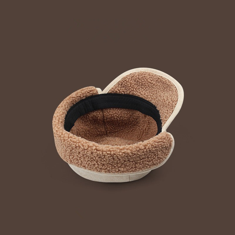 Pandaize Lamb Fleece Ear Flap Cap - Winter Thickened Cycling Aviator Hat with Embroidery