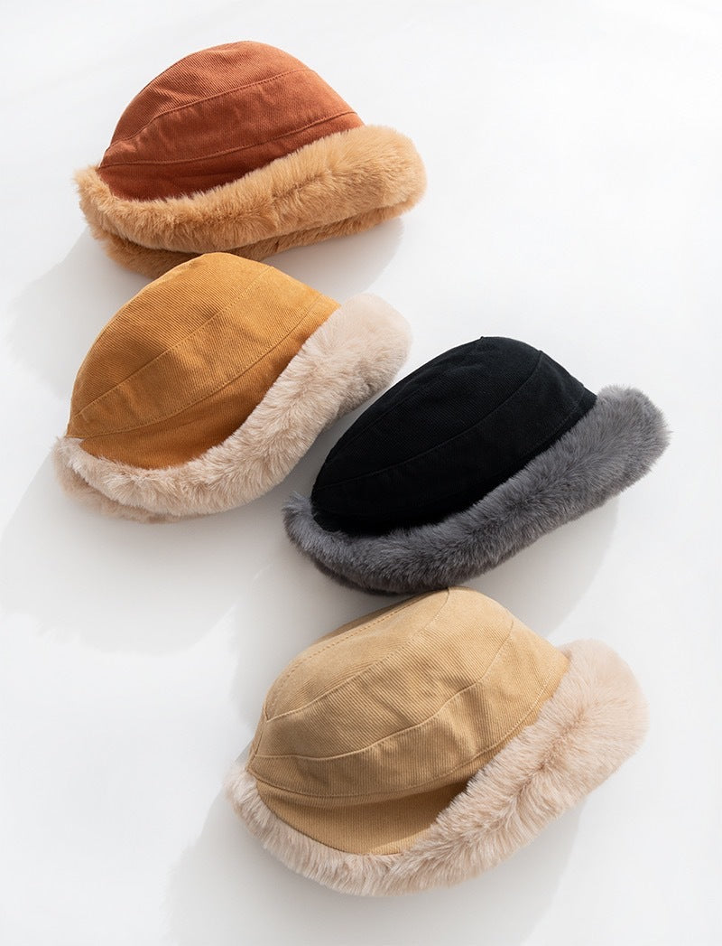 Pandaize Women's Plush Trim Winter Bucket Hat – Cozy, Ear-Protecting, Versatile Cold-Weather Hat