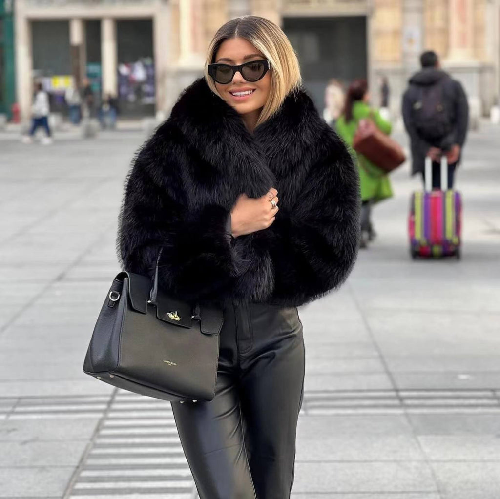 Plush Faux Fur Women's Coat - Warm Oversized Parka