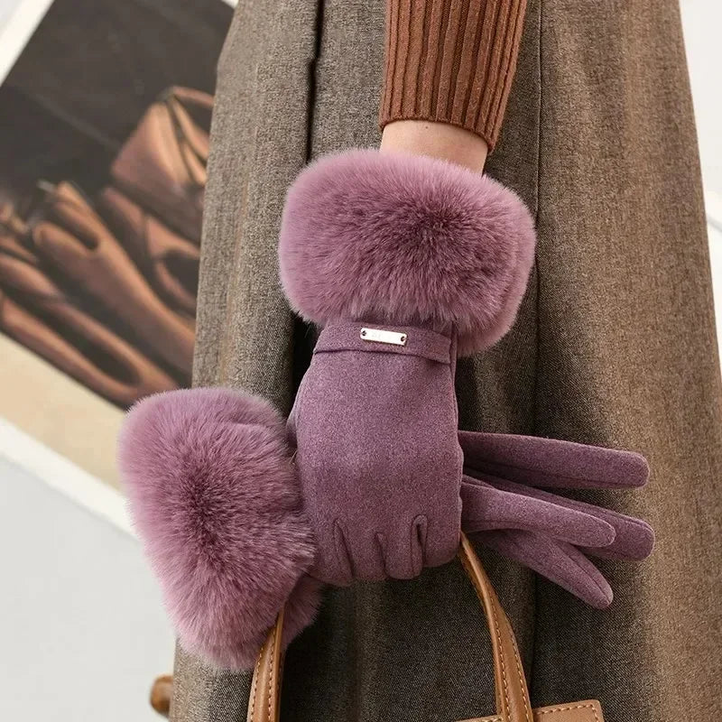 Warm Faux Fur Lined Women's Winter Gloves