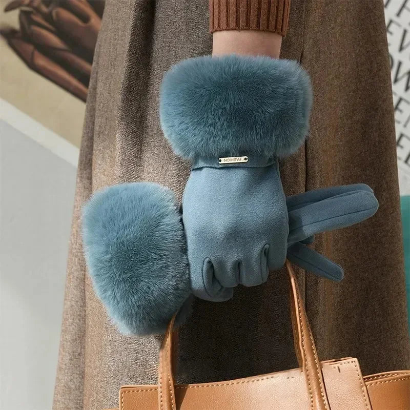 Warm Faux Fur Lined Women's Winter Gloves