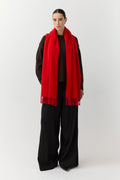 Woven Scarf Merino Bright Red