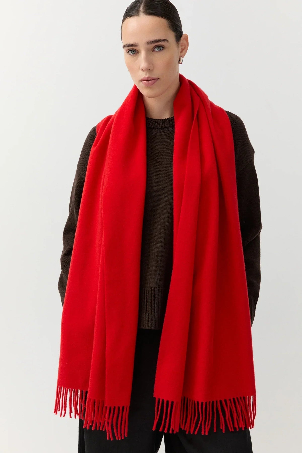 Woven Scarf Merino Bright Red
