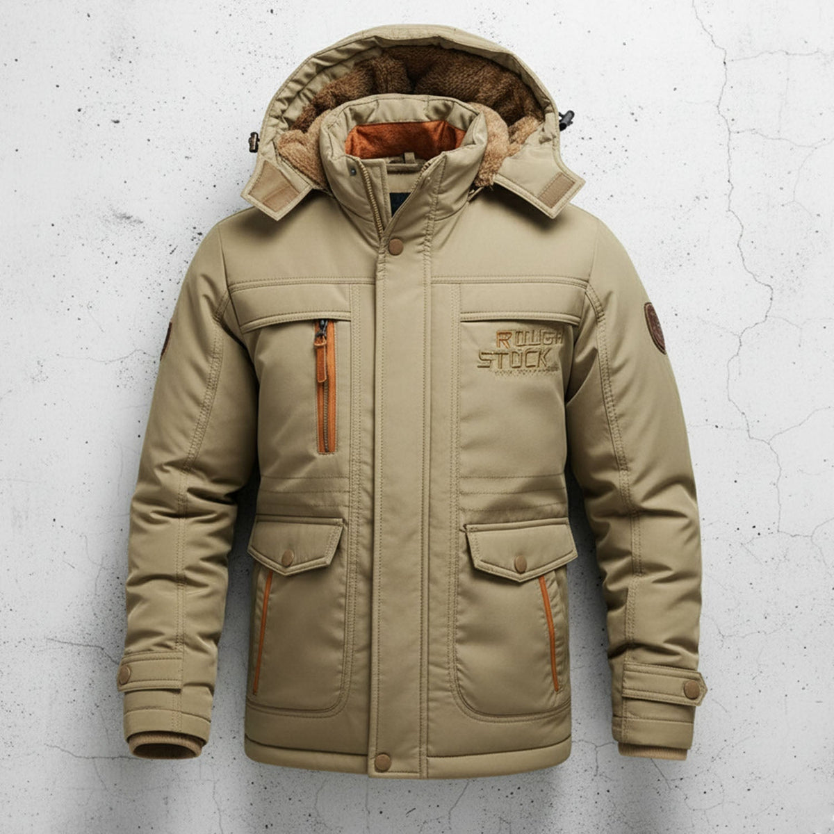 Warm Hooded Parka Coat with Cargo Pockets