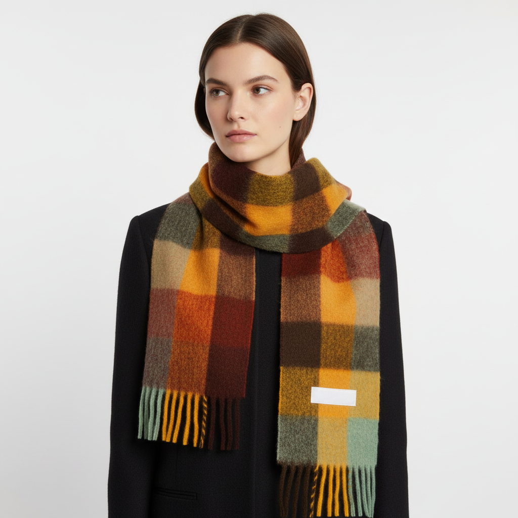 Cozy Plaid Fuzzy Winter Scarf