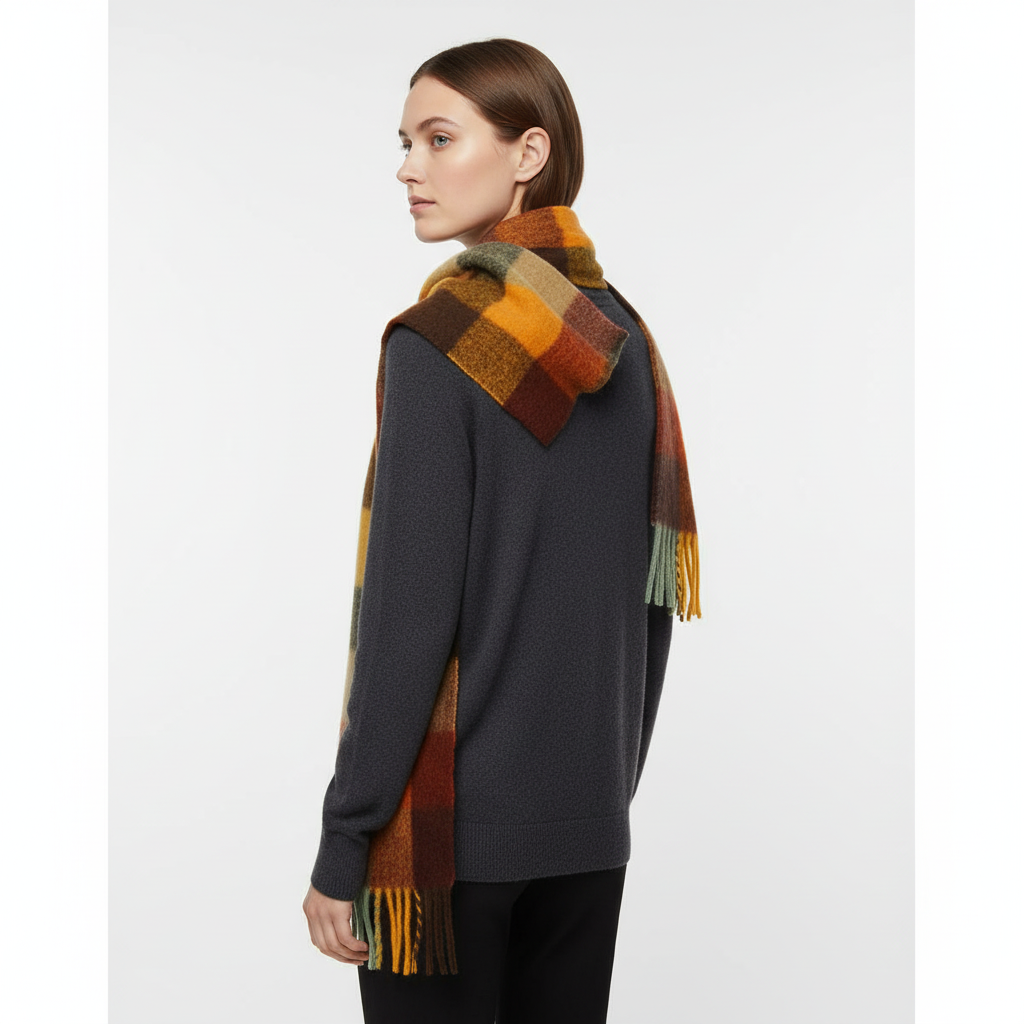 Cozy Plaid Fuzzy Winter Scarf