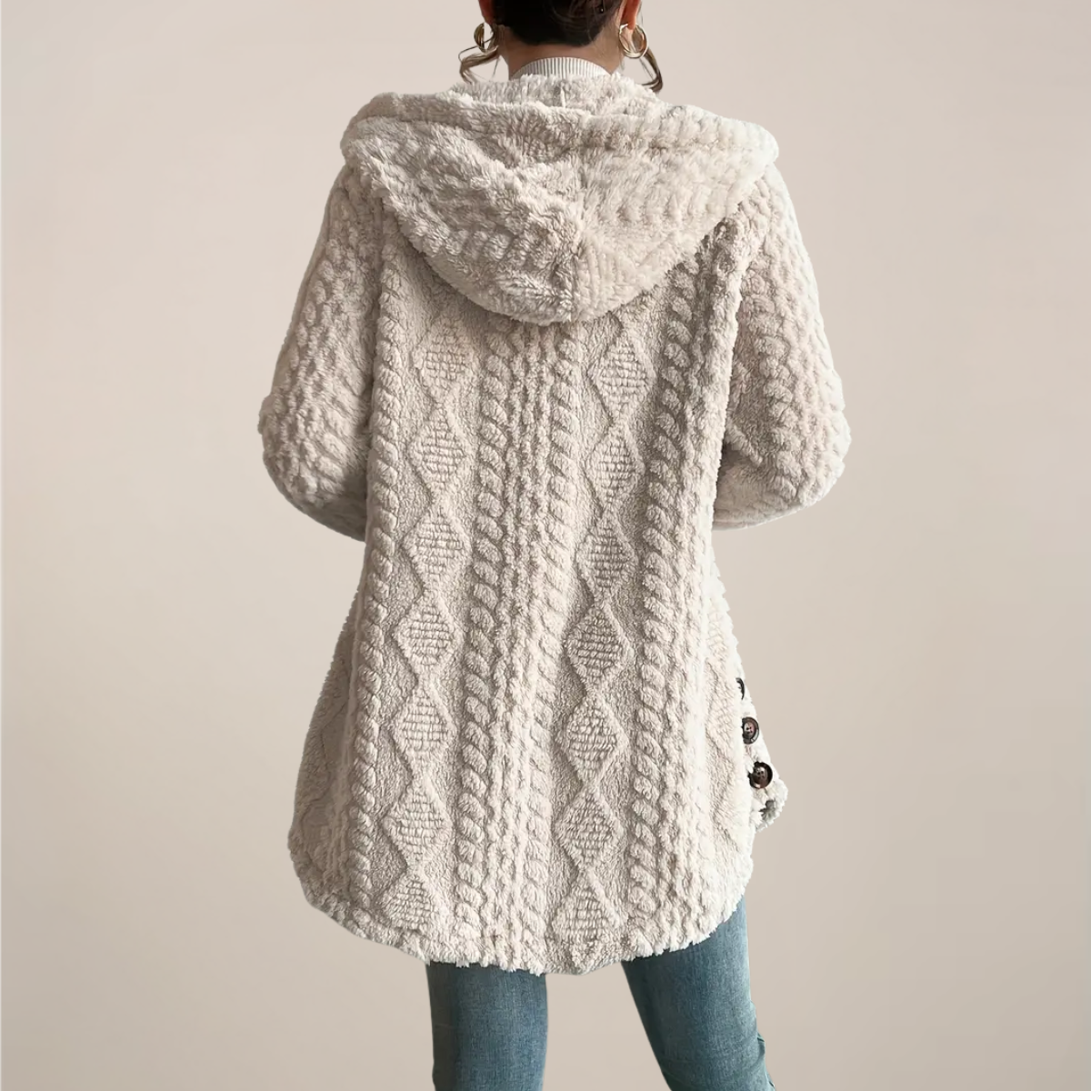 Soft Cream Hooded Winter Coat - Warm Parka Jacket