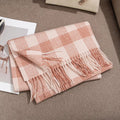 Windowpane Plaid Fringe Scarf