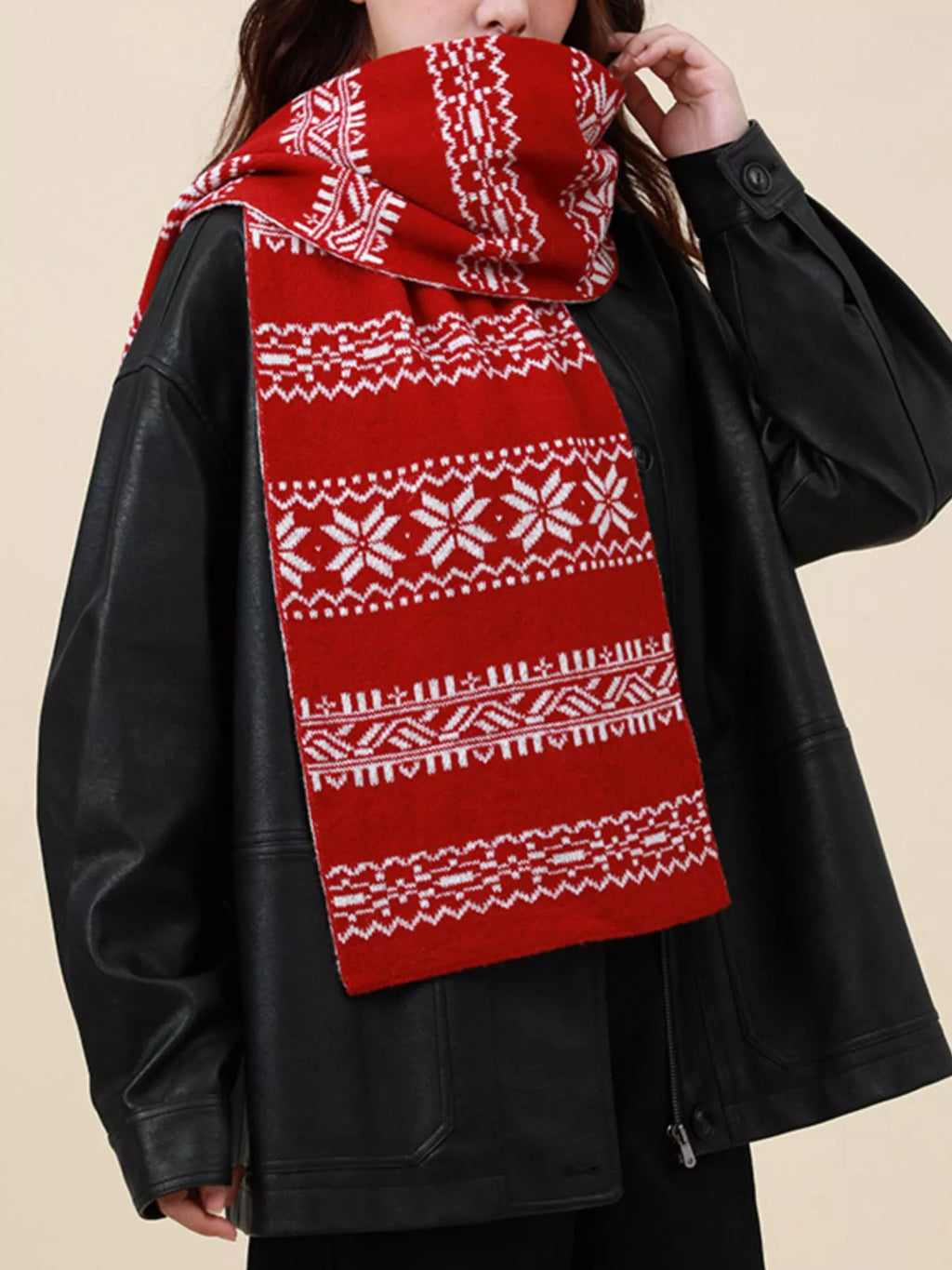 Christmas Snowflake Knit Scarf