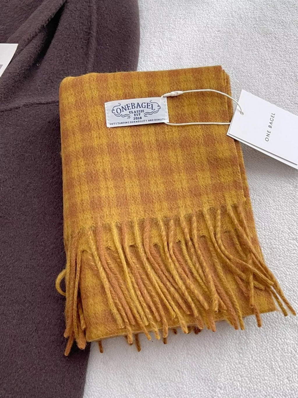 Classic Plaid Fringe Wool Scarf