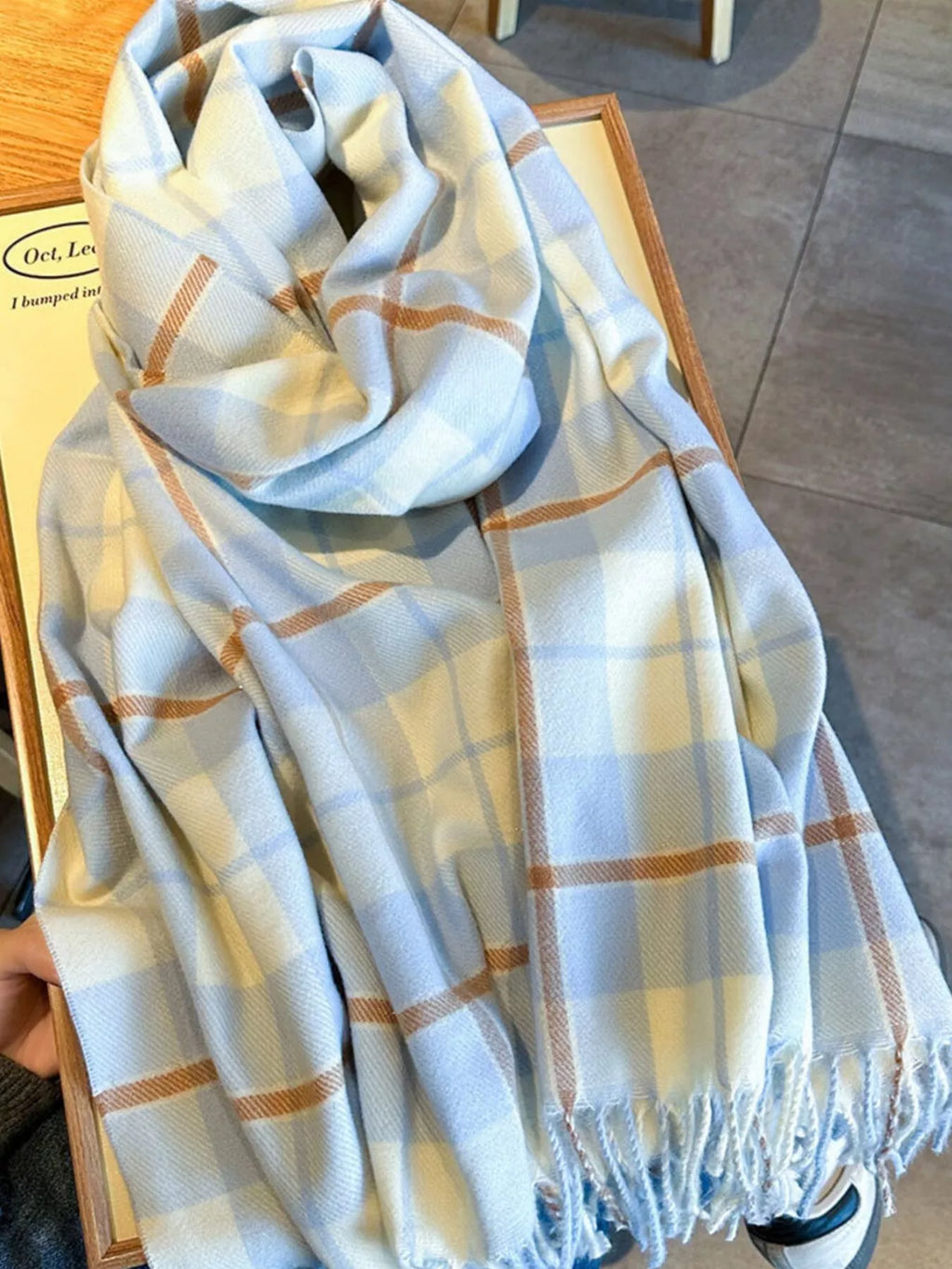 Classic Wide Blanket Plaid Fringe Scarf
